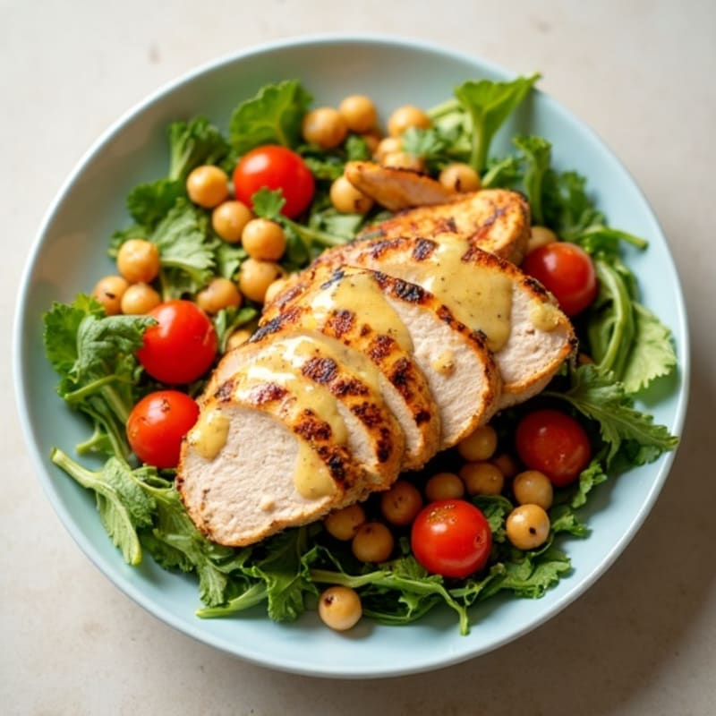 Grilled Turkey Breast Salad with Chickpeas and Lemon-Tahini Dressing