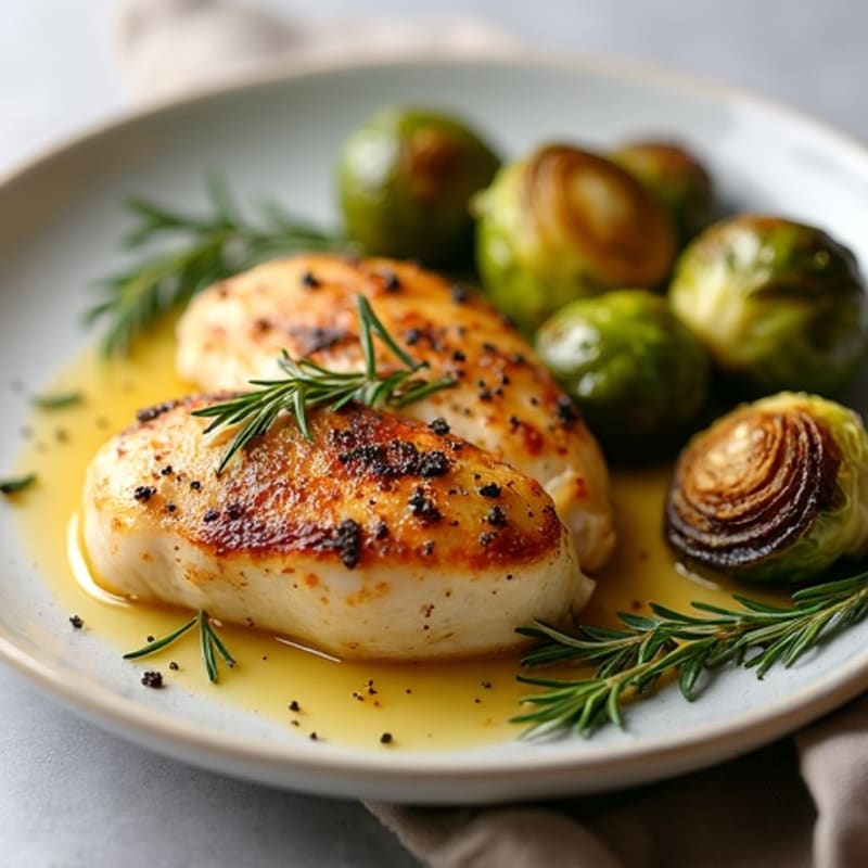 Lemon Herb Roasted Chicken with Crispy Brussels Sprouts