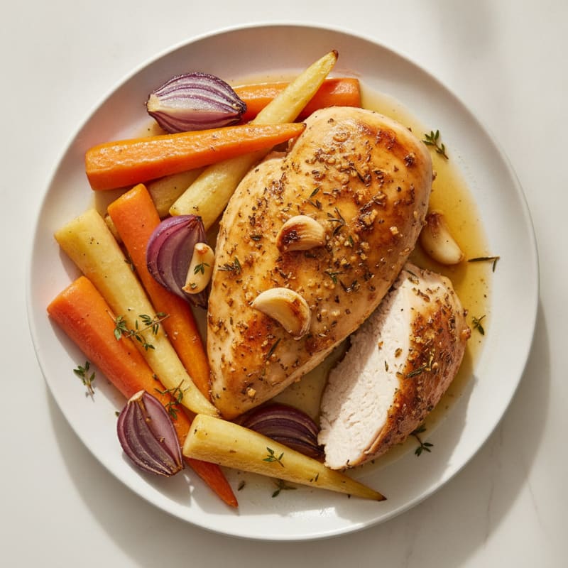 Garlic Herb Roasted Chicken with Root Vegetables