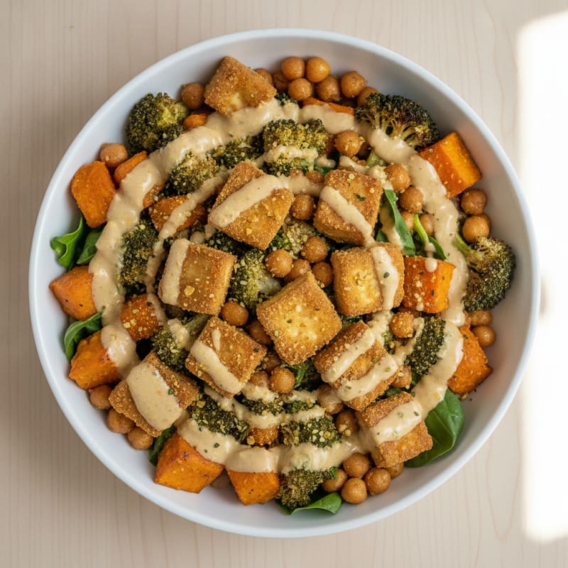 Roasted Vegetable Buddha Bowl with Tahini