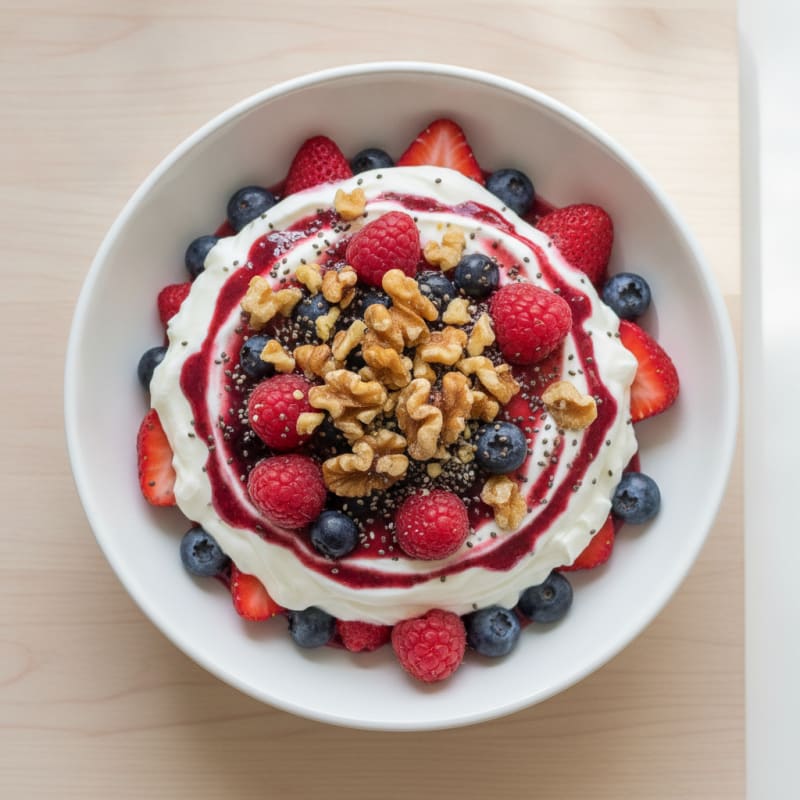Greek Yogurt Protein Parfait with Mixed Berries