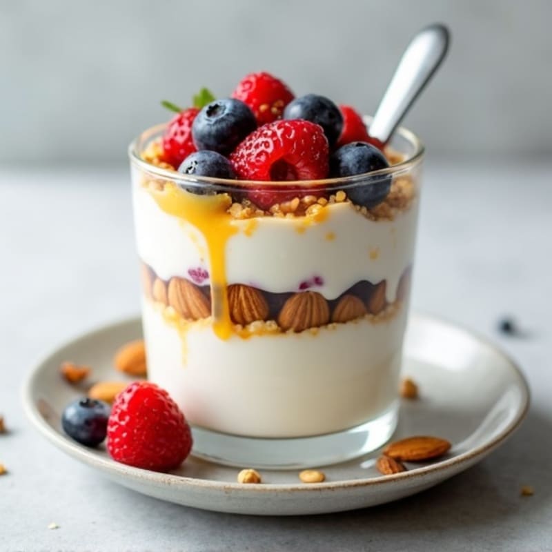 Greek Yogurt Protein Parfait with Berries and Almonds