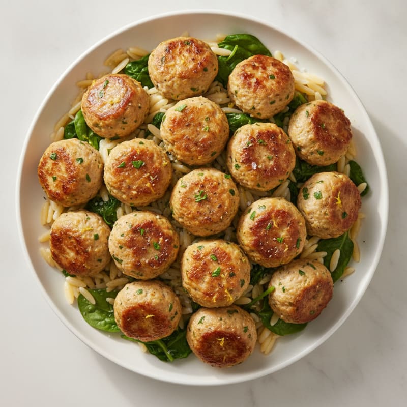 Lemon-Herb Turkey Meatballs with Orzo