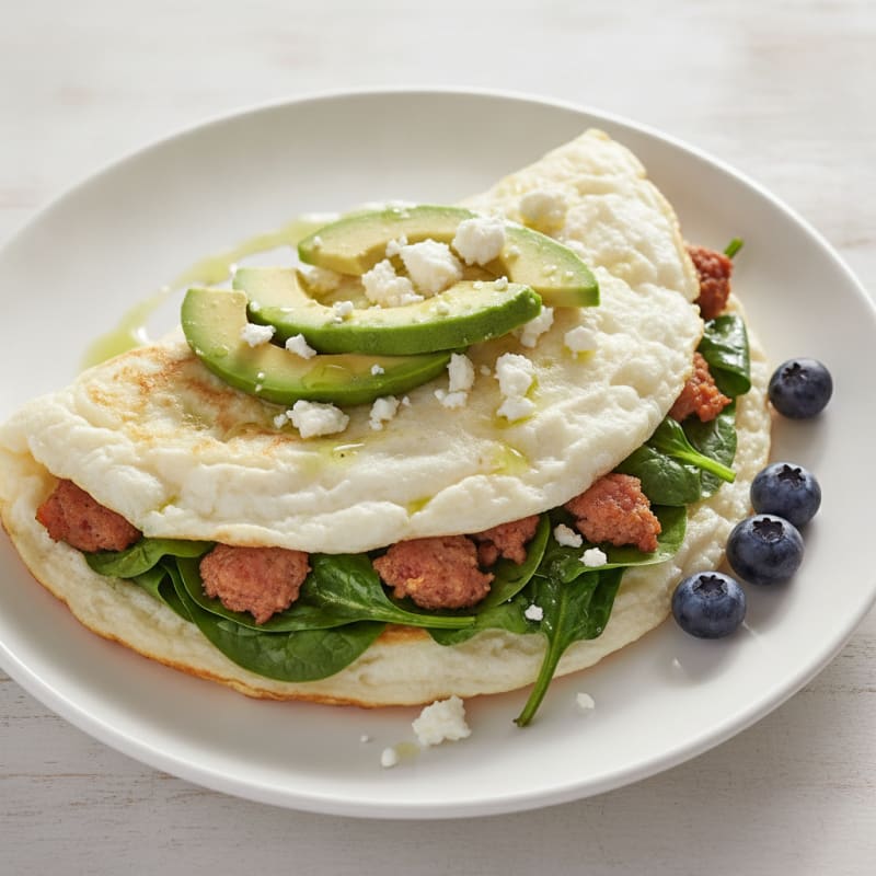 Egg White Spinach Omelet with Turkey Sausage
