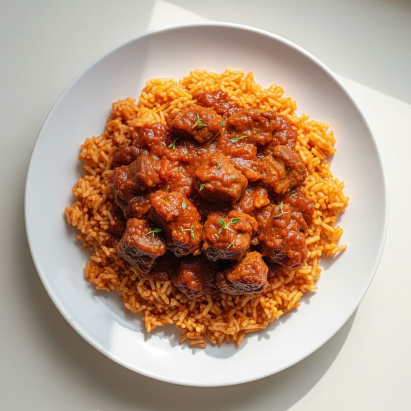 West African Goat and Jollof Rice