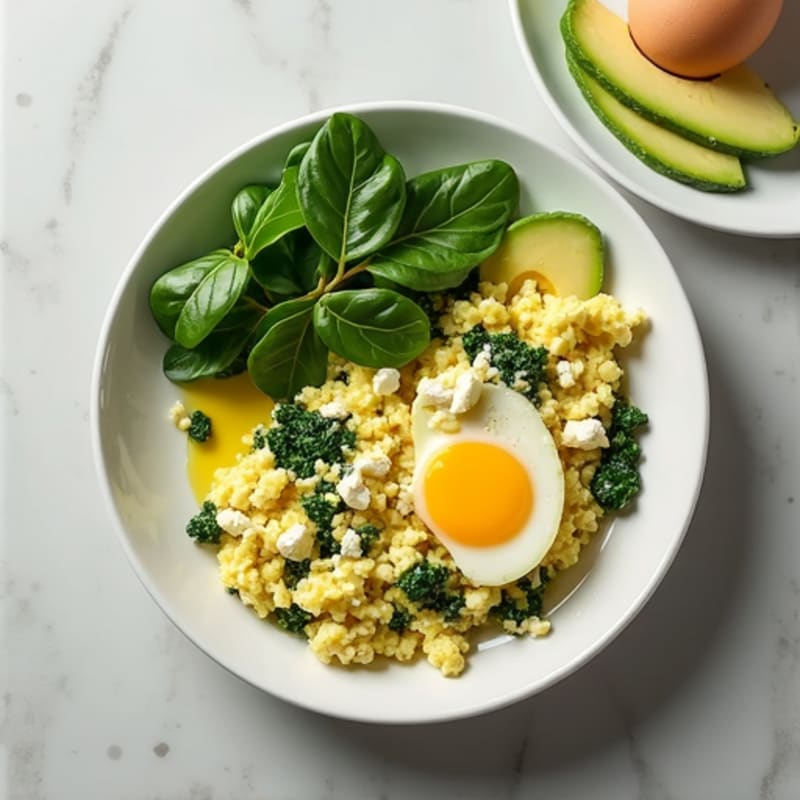 Scrambled Eggs with Spinach and Feta