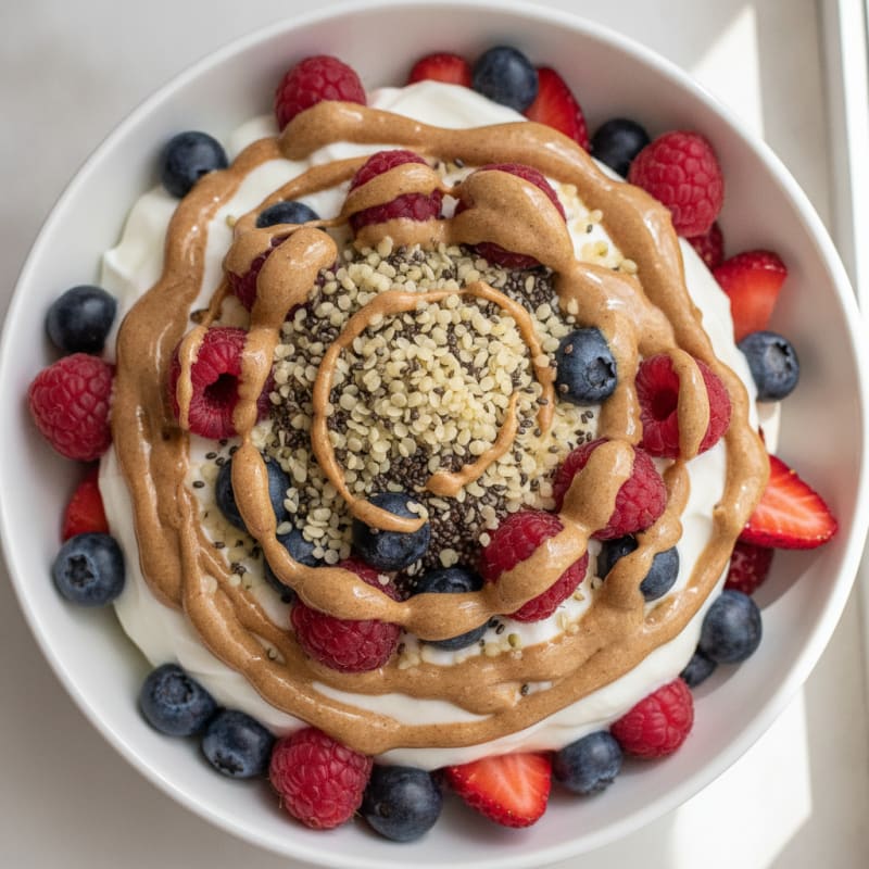 Creamy Greek Yogurt Parfait with Mixed Berries and Almond Butter