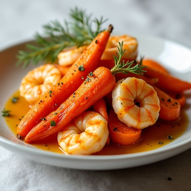 Crispy Roasted Carrots with Lemon-Garlic Shrimp
