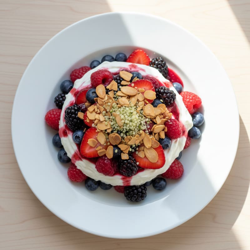 Greek Yogurt Protein Parfait with Mixed Berries