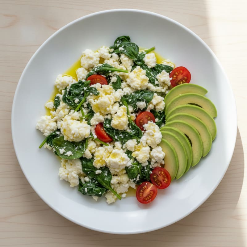 Egg White and Cottage Cheese Scramble with Spinach