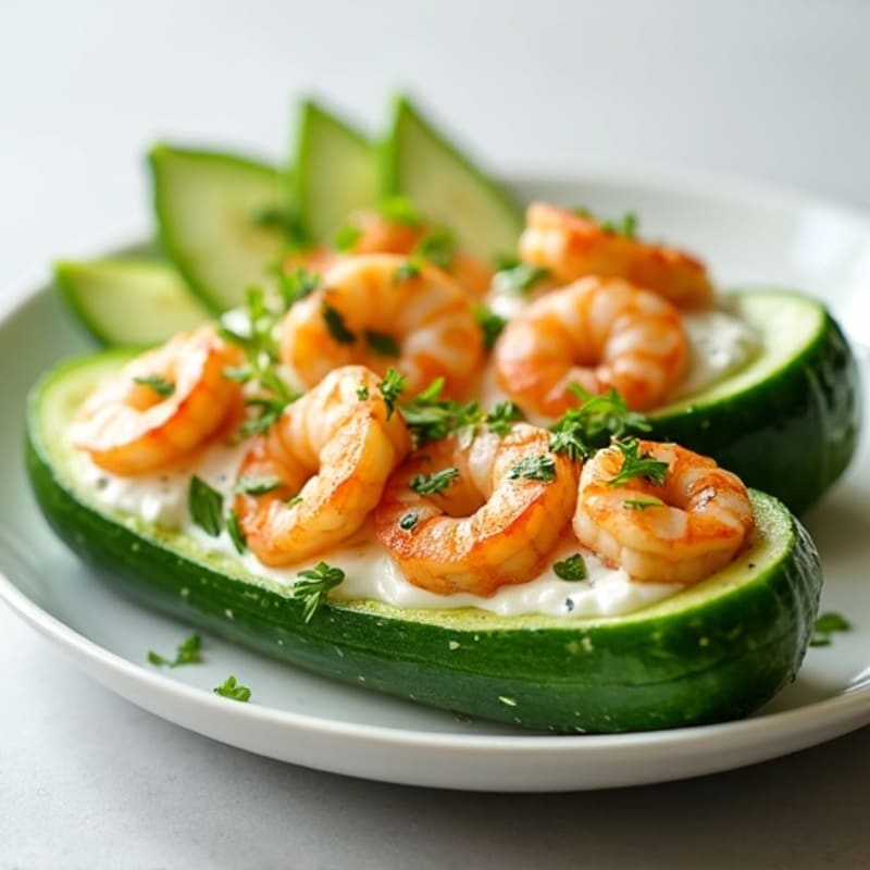 Fresh Citrus-Herb Shrimp Cucumber Boats