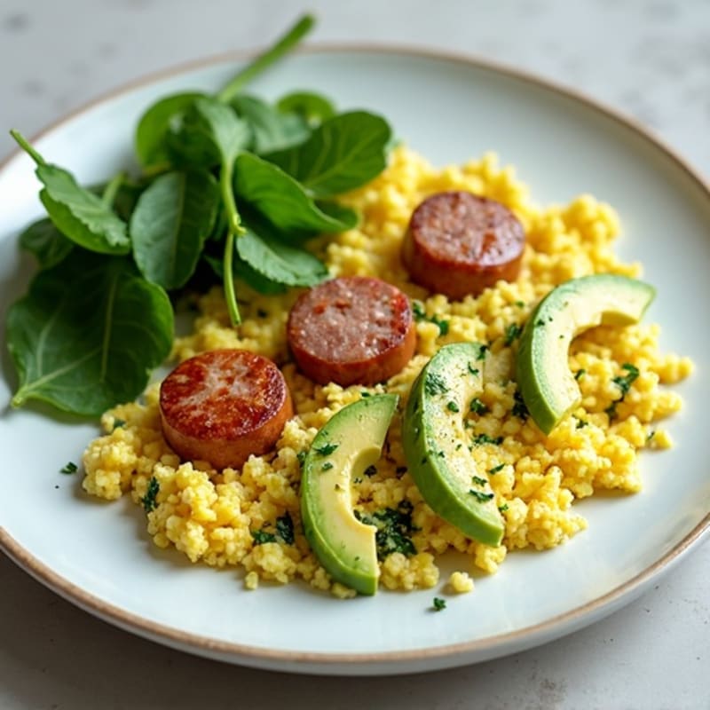 Egg White Scramble with Spinach and Turkey Sausage