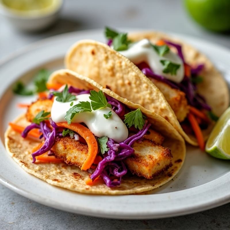 Crispy Baked Fish Tacos with Fresh Cabbage Slaw