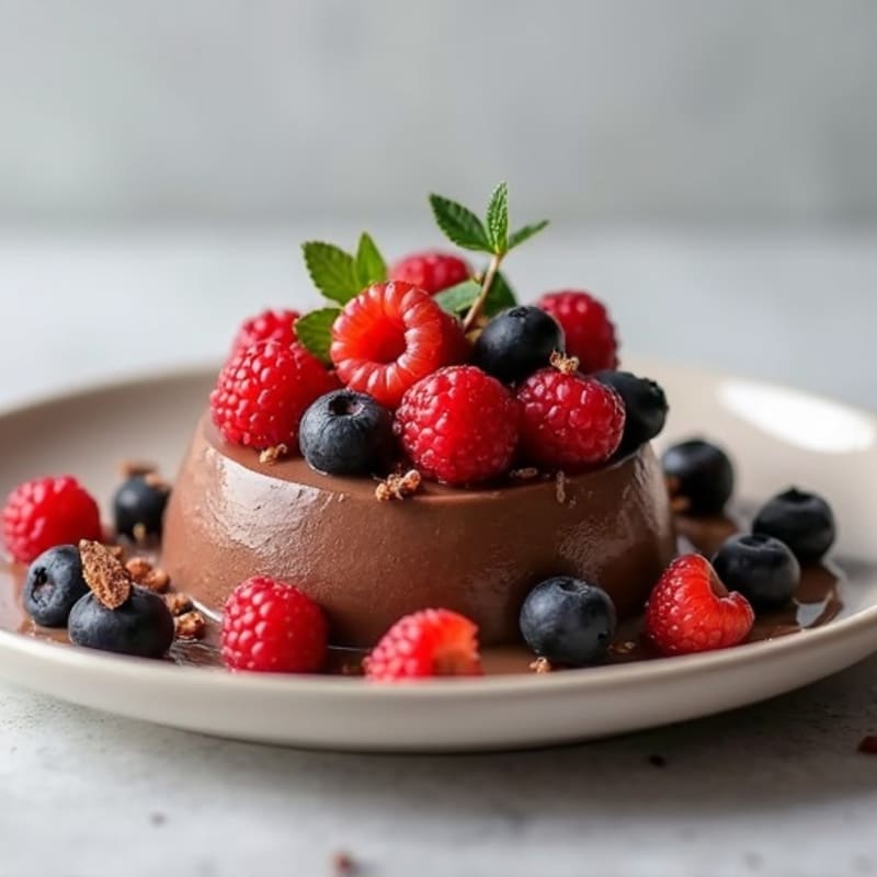 Silky Chocolate Black Bean Protein Pudding with Fresh Berries