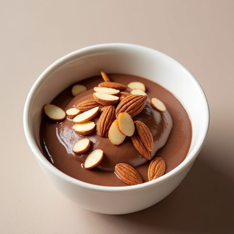 Silky Chocolate Protein Pudding with Sliced Almonds