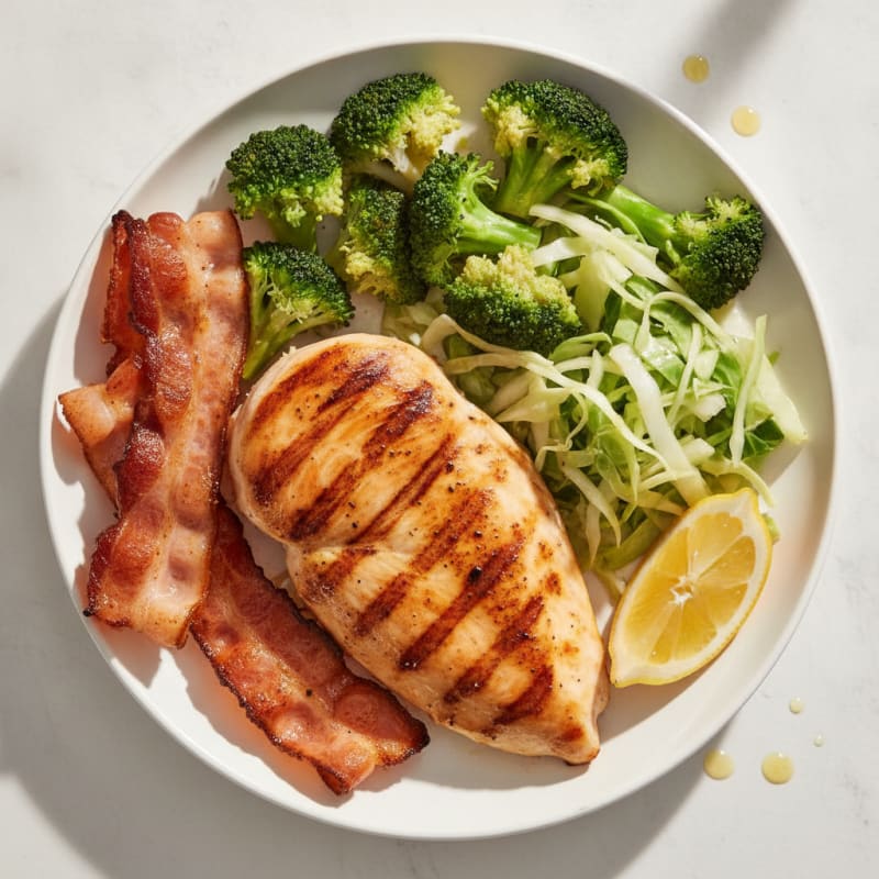 Grilled Chicken Breast with Steamed Broccoli and Cabbage