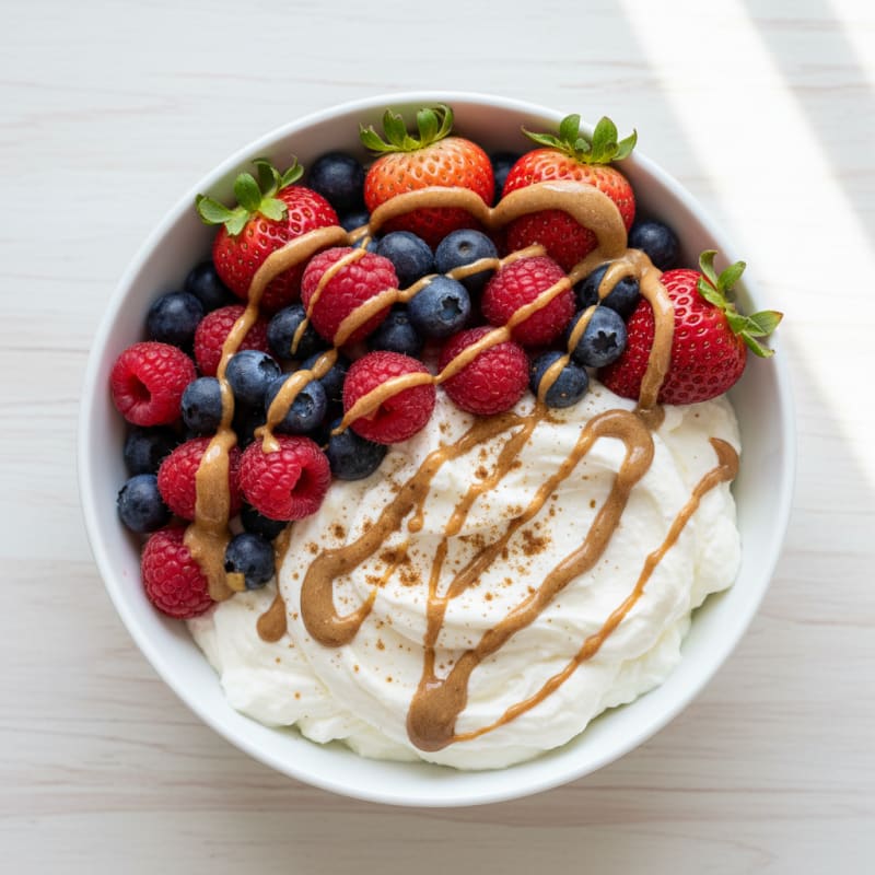 Greek Yogurt Protein Bowl with Mixed Berries and Almond Butter