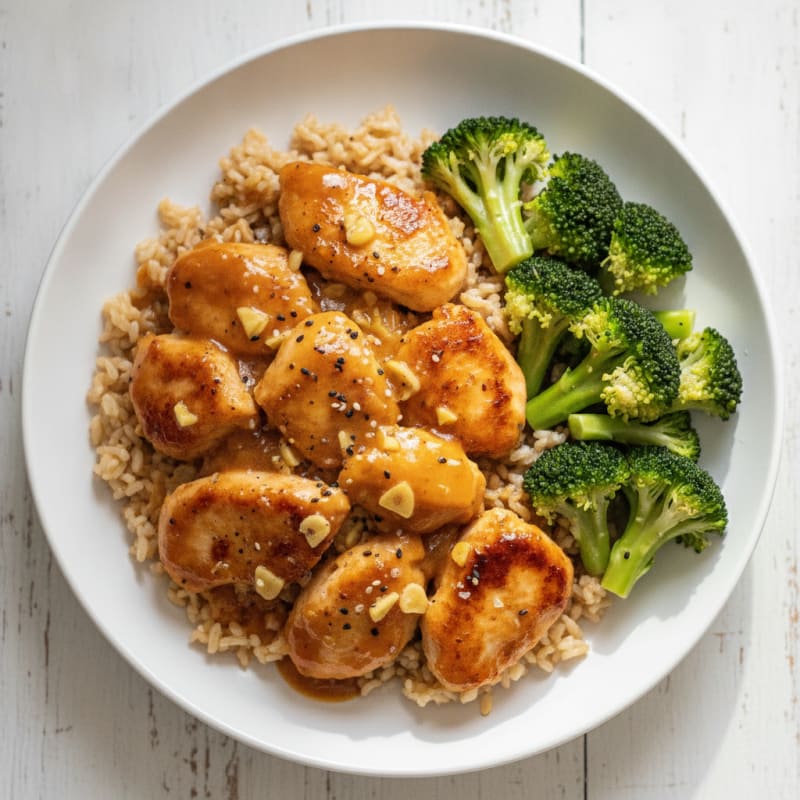Low Cal Orange Chicken with Broccoli and Rice