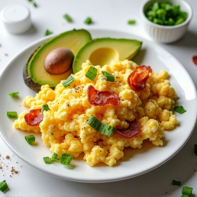 Egg White and Turkey Bacon Scramble with Avocado