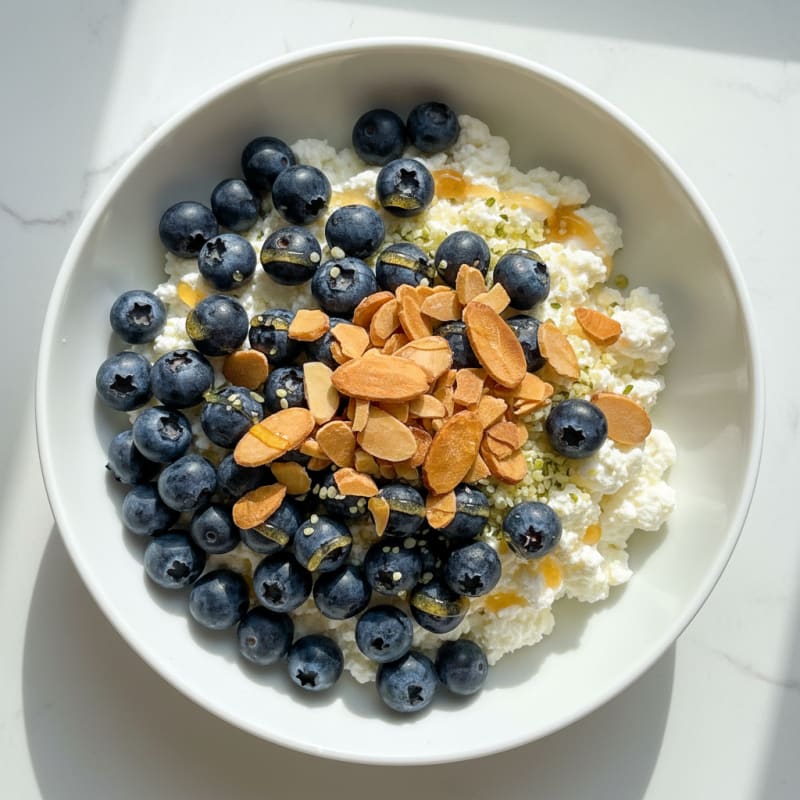Cottage Cheese and Berry Protein Bowl with Almonds