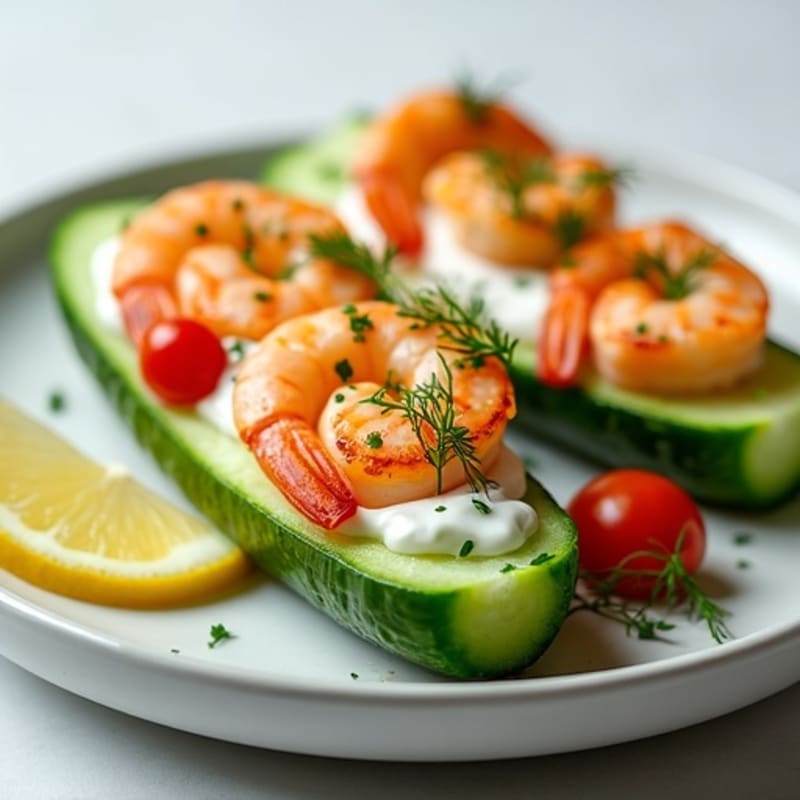 Fresh Citrus-Herb Shrimp Cucumber Boats