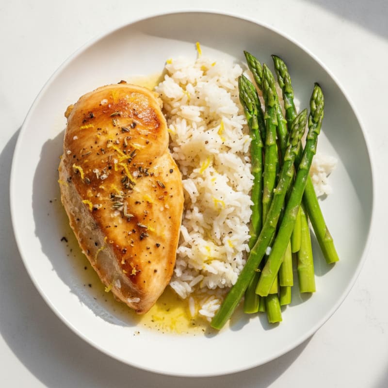 Lemon Herb Roasted Chicken with Asparagus