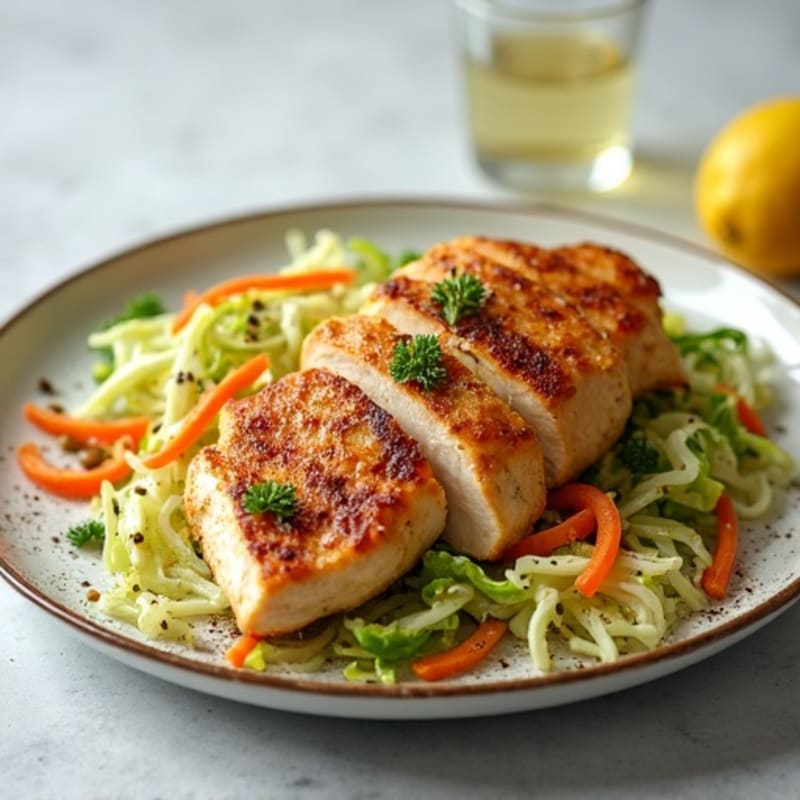 Grilled Chicken Breast with Crunchy Cabbage Slaw
