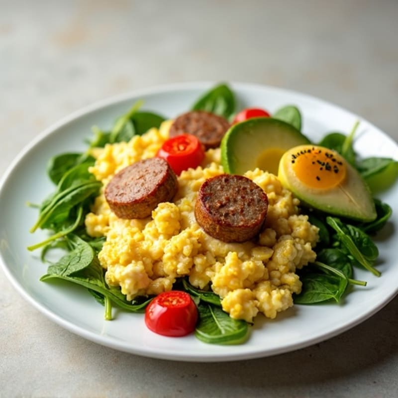 Egg White and Turkey Sausage Scramble with Spinach