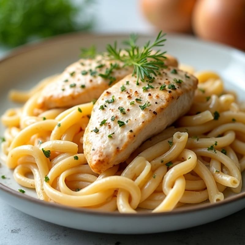 Creamy Garlic Chicken with Whole Wheat Pasta