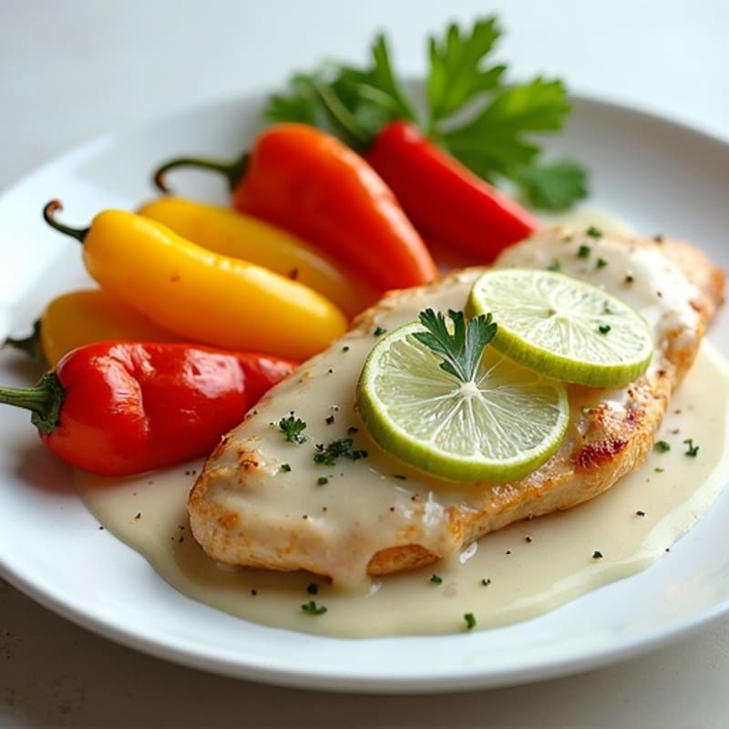 Creamy Coconut Lime Chicken with Roasted Bell Peppers