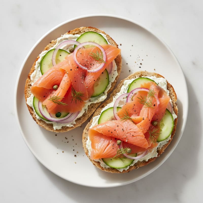 Smoked Salmon Bagel with Dill Cream Cheese