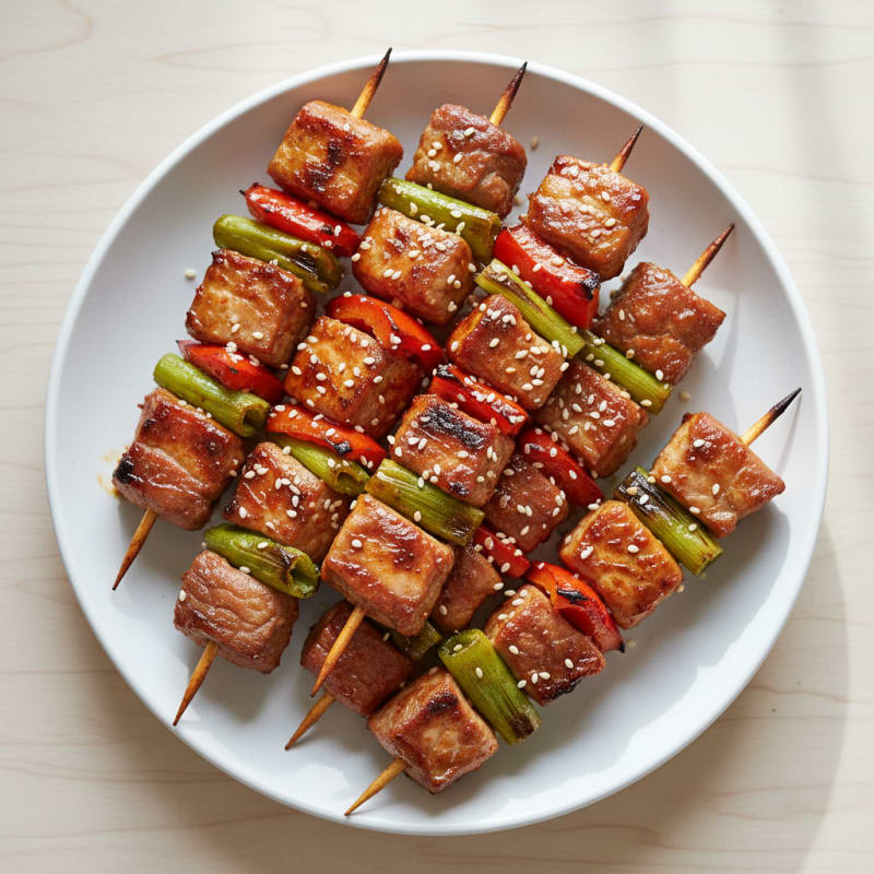 Spicy Gochujang Pork Belly Skewers