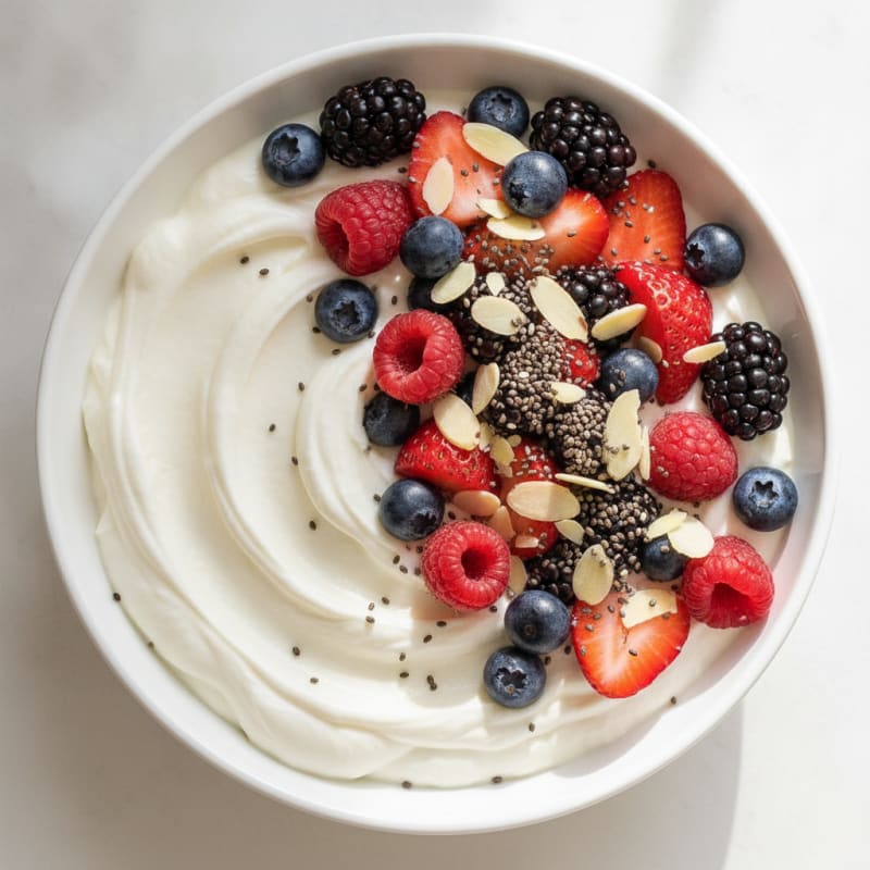 Silky Greek Yogurt Protein Pudding with Mixed Berries