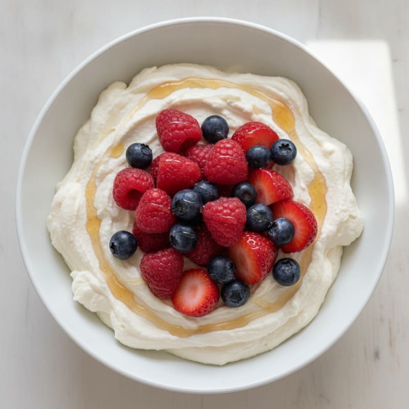 Greek Yogurt Protein Mousse with Mixed Berries
