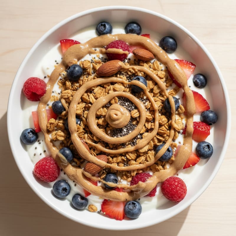 Creamy Greek Yogurt Parfait with Mixed Berries and Almond Butter