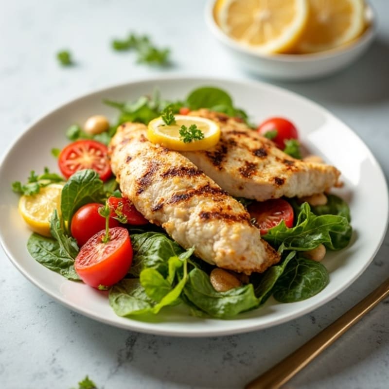 Grilled Chicken and Crunchy Vegetable Salad with Lemon Vinaigrette