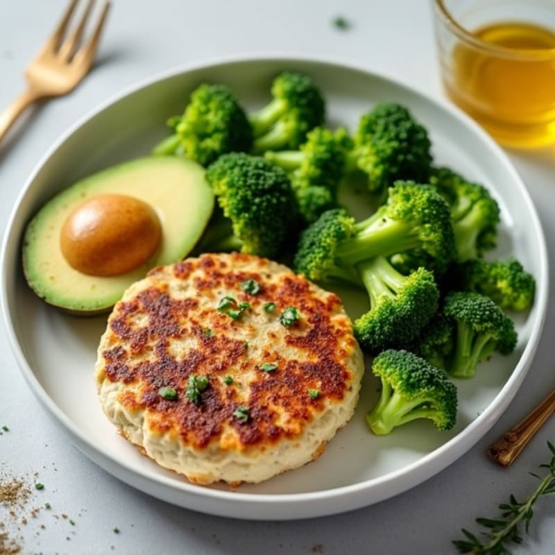 Herb-Seared Turkey Burger with Steamed Broccoli