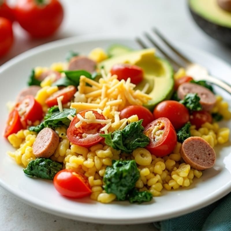 Egg White Veggie Scramble with Turkey Sausage