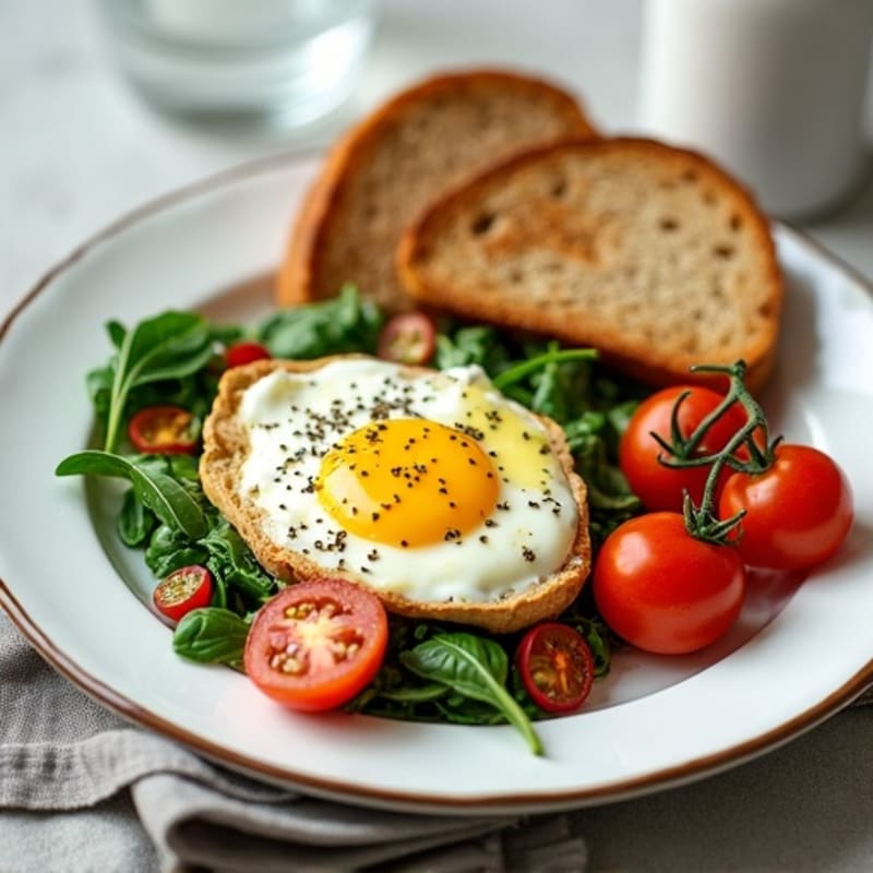 Egg White and Spinach Scramble with Cottage Cheese and Cherry Tomatoes