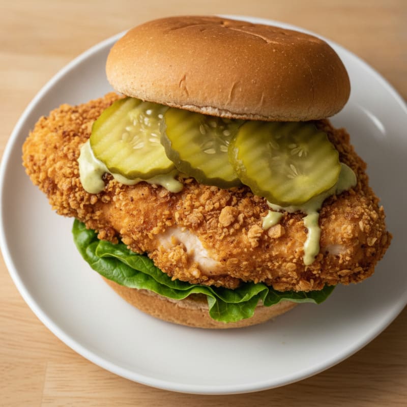 Crispy Buttermilk Fried Chicken Sandwich with Pickles