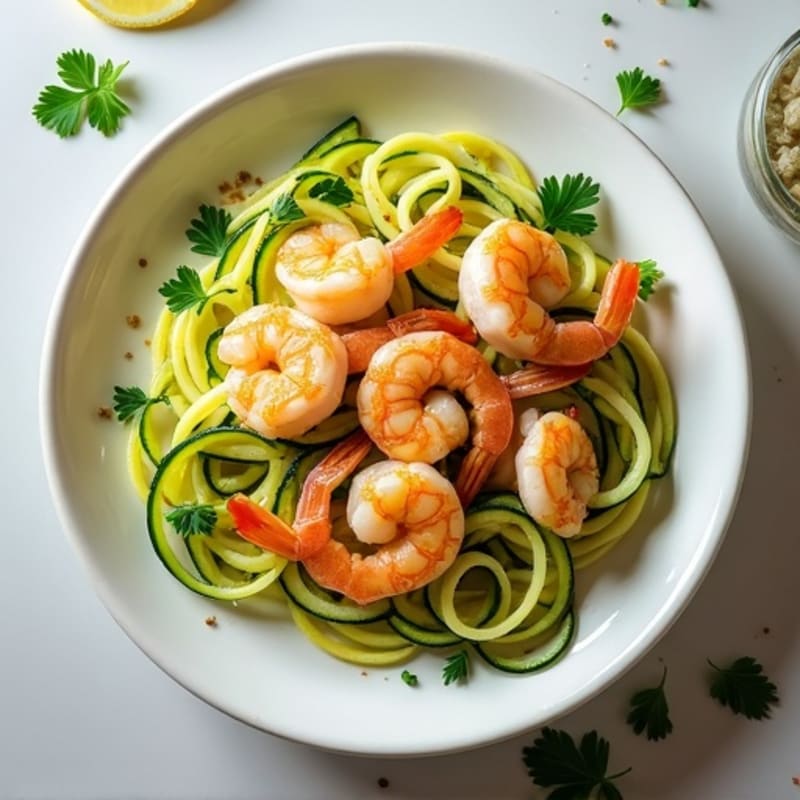 Healthy Garlic Butter Shrimp Scampi with Zucchini Noodles