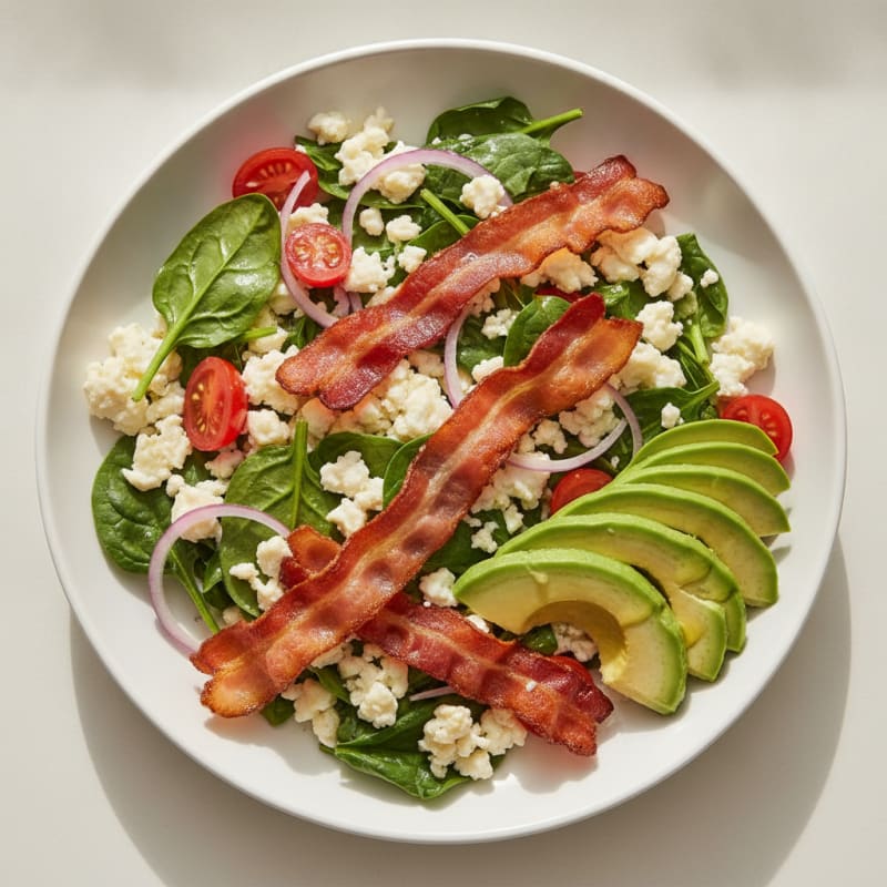 Egg White Spinach Scramble with Turkey Bacon