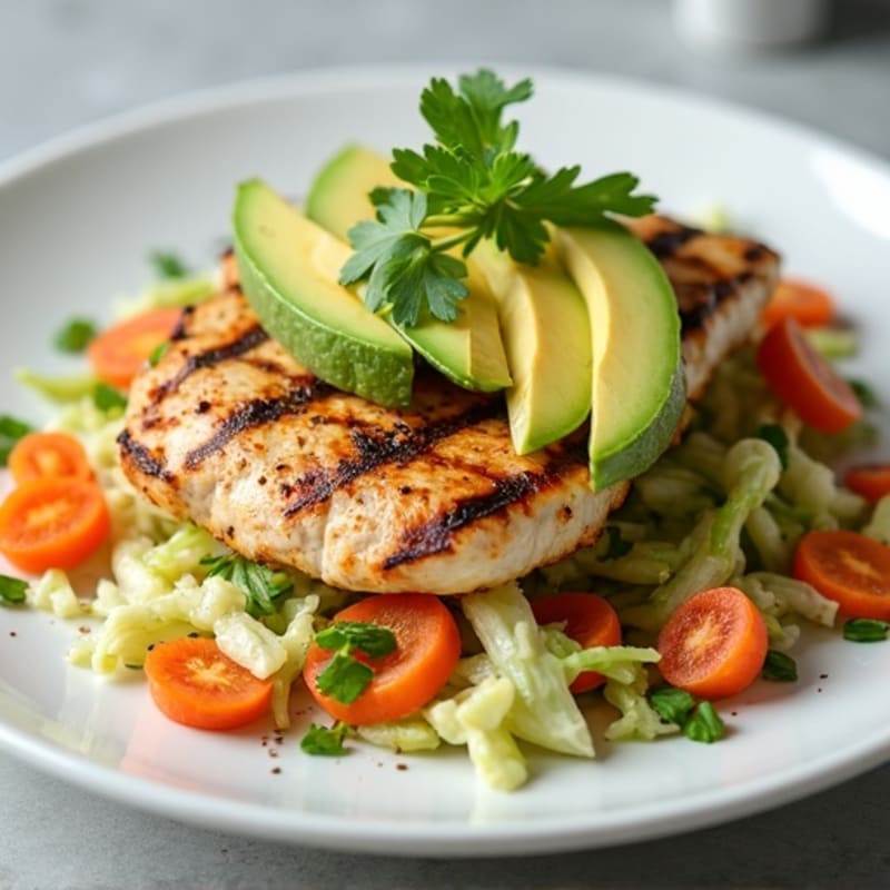 Grilled Chicken Breast with Crunchy Cabbage Slaw
