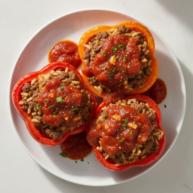 Beef and Rice Stuffed Bell Peppers