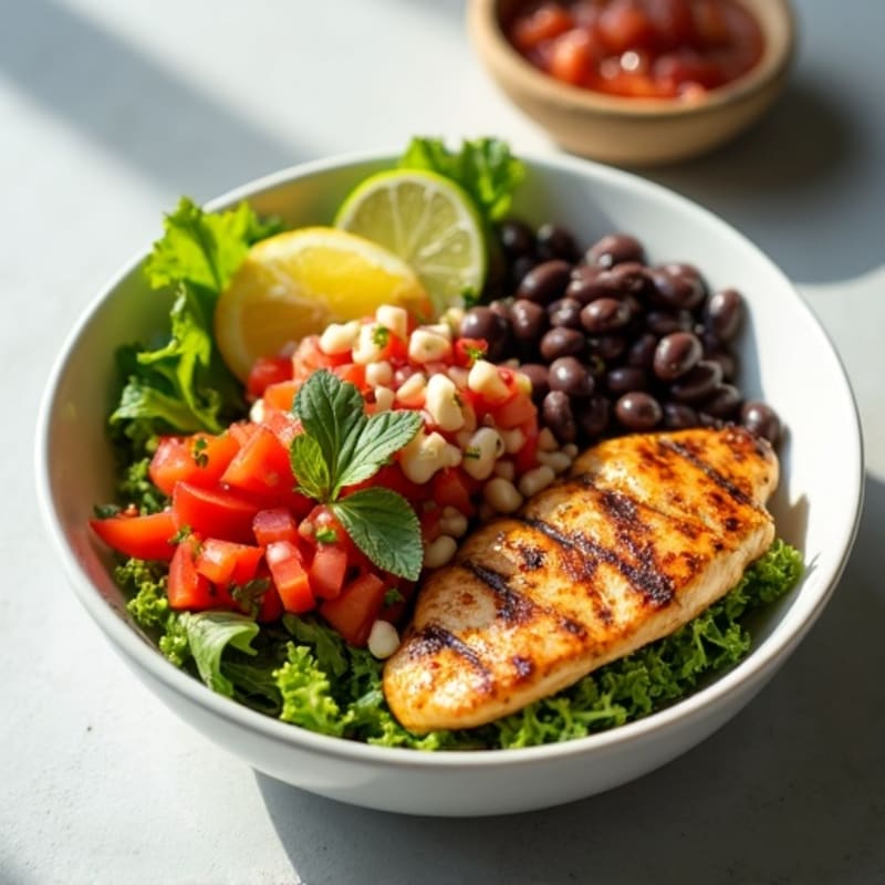 Grilled Chicken and Black Bean Taco Bowl with Salsa