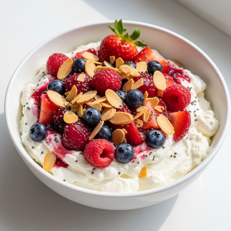 Greek Yogurt Protein Bowl with Mixed Berries and Almonds