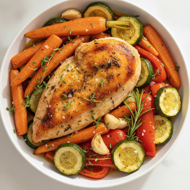 Slow-Cooked Herb Chicken with Roasted Vegetables
