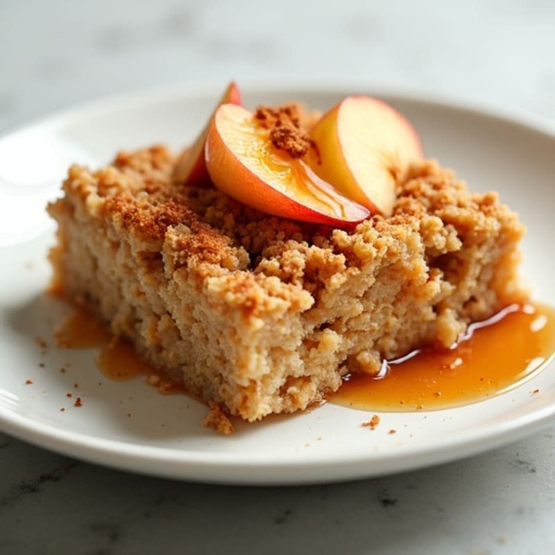 Warm Spiced Apple Cinnamon Oatmeal Bake with Protein Crumble Topping