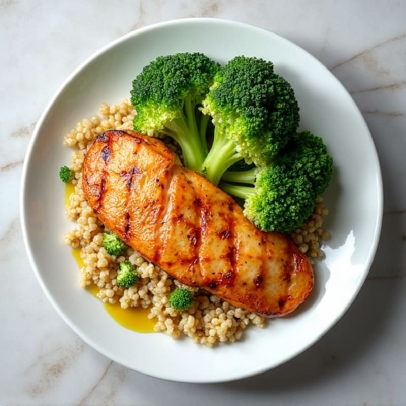 Grilled Chicken Breast with Quinoa and Steamed Broccoli