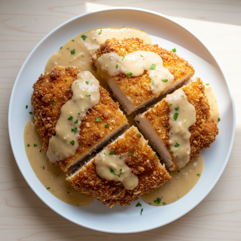 Crispy Buttermilk Fried Chicken with Creamy Gravy